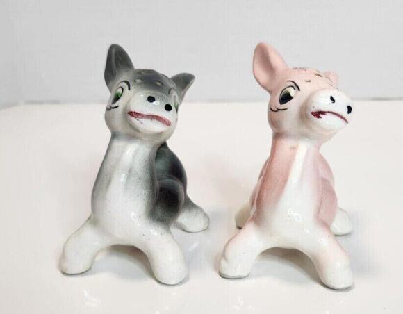 Mid century Donkeys Salt & Pepper Shakers Vintage Japan Pink Gray - Picture 3 of 5